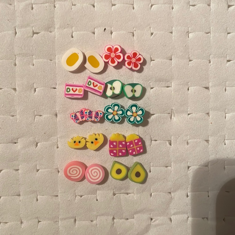 10 pairs! Handmade stud earrings for kids